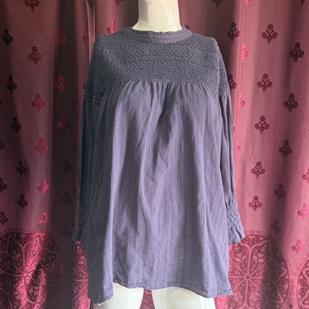 Free People Boho Smocked Long Sleeve Peasant Top Size X-Small